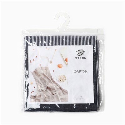 Фартук «Этель» джинсовый в полоску, синий, 65% хлопок, 35% п/э