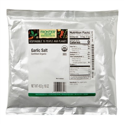 Frontier Natural Products, Органическая чесночная соль, 453 г (16 унций)