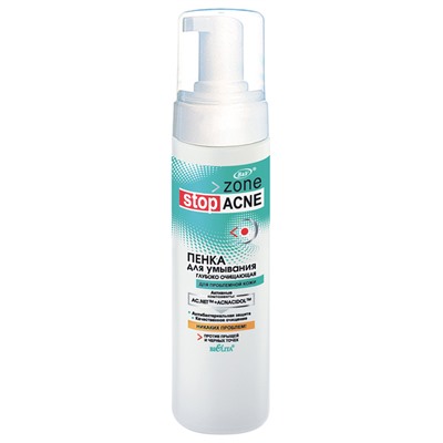 Акне ZONE STOP ACNE пенка д/Умывания 175мл с Дозатором Глубокое Очищение /12