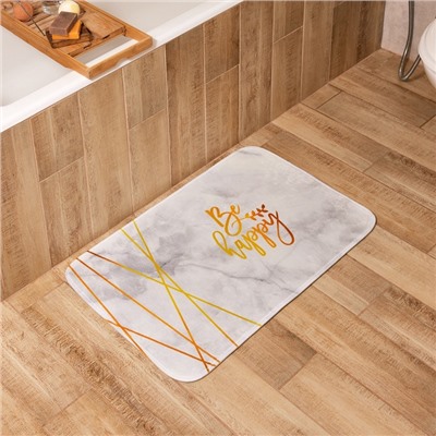Коврик для ванной «Этель» Be happy, 80×50 см, велюр