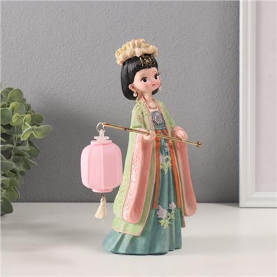 Фигурка светящаяся «Девочка в кимоно с фонариком», полистоун, зелёный, 3×AG3, 7.6×14×22 см