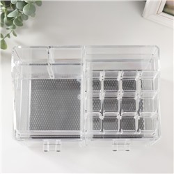 Шкатулка-органайзер для хранения мелочей, украшений 2 ящика, пластик, прозрачная, 19×24×14 см