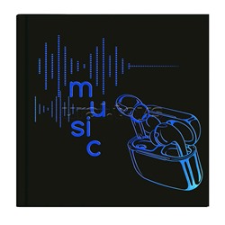 Записная книжка 80л. А6 "Синие наушники" 105х105 мм, твёрдый переплёт, полноцве