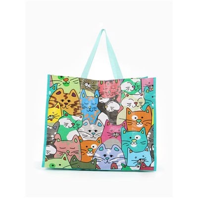 Сумка хозяйственная без застёжки, с принтом, 45×20×37 см, зелёная