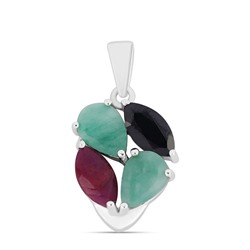 Подвеска, изумруд берилл , рубин корунд , сапфир корунд, Лада