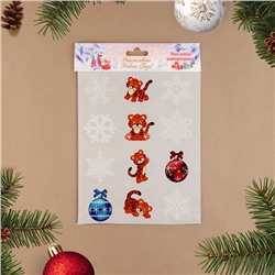 Наклейки на окна новогодние «Снежинки» 9×9 см, 12 шт., МИКС