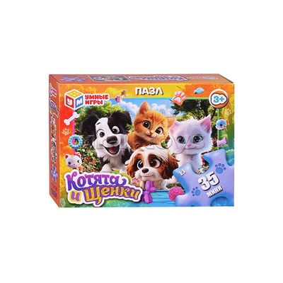Пазлы 35 "Котята и щенки"