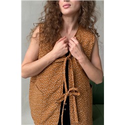 Жилет стеганый  HOME109/01/Коричневый, белый