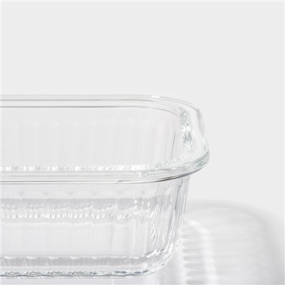 Контейнер для еды Доляна Basic, 370 мл, 14.5×10.5×5.5 см, прямоугольный, жаропрочного стекло, прозрачный