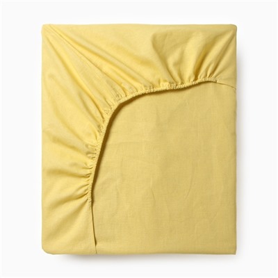 Простыня на резинке 1.5-спальная «Этель», 140×200+25 см, жёлтая, поплин