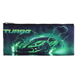 Пенал "Turbo" 21,5x9x1 см, плоский для 35 предметов, плотный износостойкий полиэстер с водоотталкивающей пропиткой, на молнии