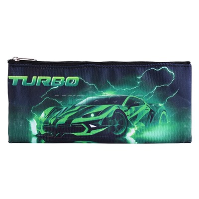 Пенал "Turbo" 21,5x9x1 см, плоский для 35 предметов, плотный износостойкий полиэстер с водоотталкивающей пропиткой, на молнии