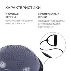 Полусфера BOSU гимнастическая ONLYTOP, массажная, с насосом, 58×25 см, серая