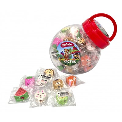 Ластик фигурный термопласт. резина 25х25х12 мм ассорти 250053 ЛТБКР-8 Creativiki