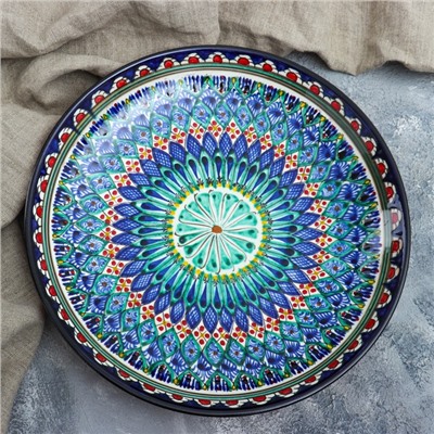 Ляган Риштанская Керамика «Узоры», 31 см, синий