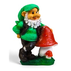 Садовая фигура из полистоуна «Гном с грибом», 40×22×50 см