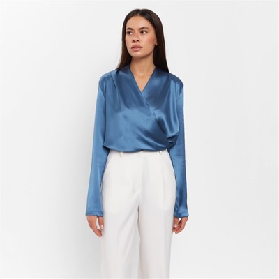 Блуза женская с драпировкой MIST: Classic Collection, размер 44, синяя
