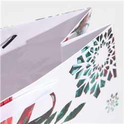 Пакет подарочный новогодний ламинированный квадратный «Forest», 30×30×12 см