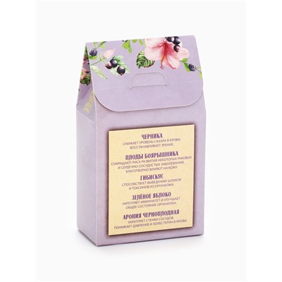 Ягодно-травяной чай «Любимой маме»: черника, плоды боярышника, гибискус, зелёное яблоко, арония черноплодная, 50 г