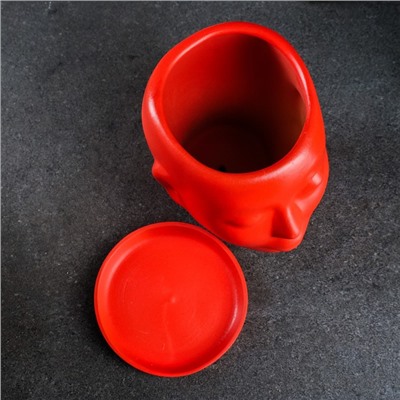 Декоративный горшок для цветов «Голова», 1.3 л, 16×16×14 см, керамический, с поддоном, красный