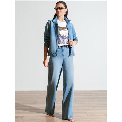 Свободная футболка с принтом из премиального хлопка с эластаном