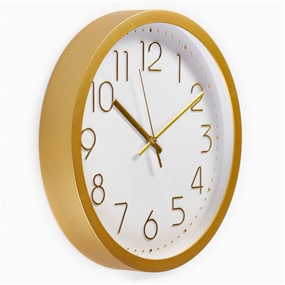 Часы настенные интерьерные, d=30.5 см, бесшумные, золото