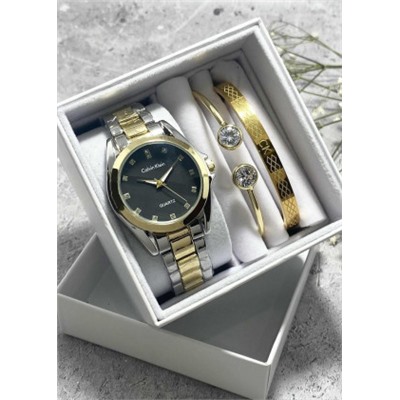 Подарочный набор для женщин часы, 2 браслета + коробка #22853314