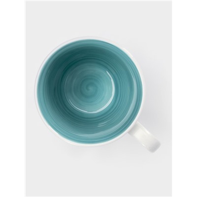 Кружки Доляна «Палитра», 350 мл, 4 шт., фарфор, белые, бирюзовые