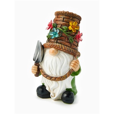 Садовая фигура из полистоуна «Гном с лопатой», 24×14×13.5 см, с подсветкой