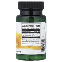 Swanson, витамин B6 и пиридоксин, 100 мг, 100 веганских капсул