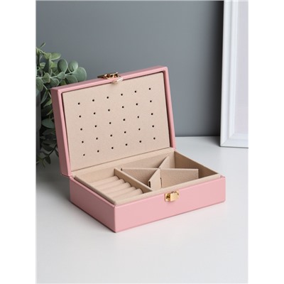 Шкатулка для украшений «Матовая гладь. Прямоугольная», кожзам, розовая, 16×11.5×5.5 см