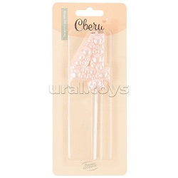 Свеча Цифра, 4 Воздушный жемчуг, на шпажке, Нежно-розовый, Перламутр, 6 см, 1 шт. с держателем