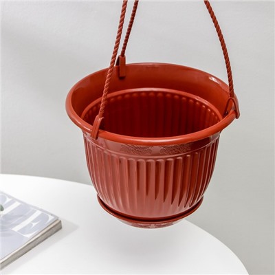 Кашпо для цветов «Венеция», 3 л, с подвесом, коричневое