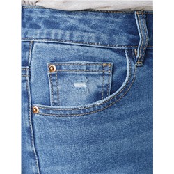 Джинсы прямые Regular fit с декоративной стиркой из эластичного денима