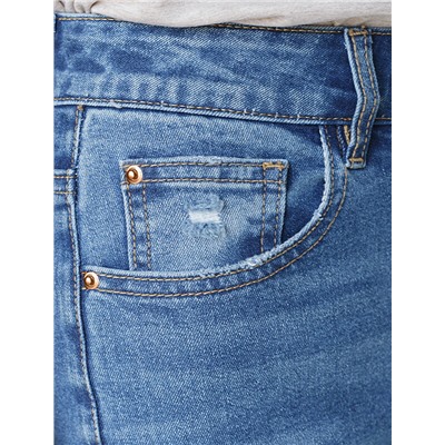 Джинсы прямые Regular fit с декоративной стиркой из эластичного денима