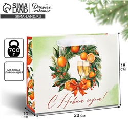 Пакет подарочный новогодний ламинированный «С Новым годом», MS 18×23×10 см