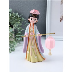 Фигурка светящаяся «Девочка в кимоно с фонариком», полистоун, розово-зелёный, 3×AG3, 7.8×12.5×20.5 см