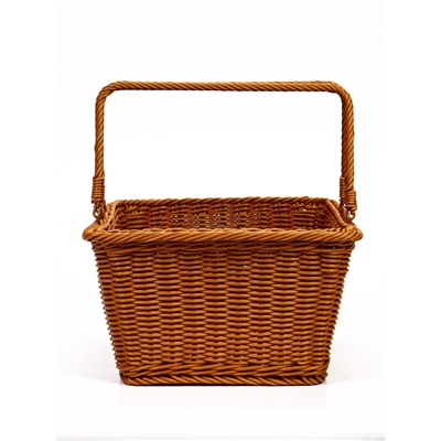 Корзина плетёная для хранения, 40×31×17 см, ручка h=17 см, пластиковая, коричневая
