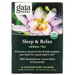 Gaia Herbs, травяной чай, для сна и расслабления, без кофеина, 16 чайных пакетиков, 27,2 г (0,96 унции)