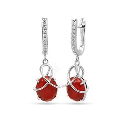 Серьги из серебра коралл, МЦВ950