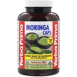 Yerba Prima, моринга в капсулах, 400 мг, 180 вегетарианских капсул