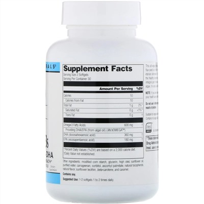 Source Naturals, Веганская Омега 3S, ЭПК-ДГК, 300 мг, 60 веганских мягких таблеток