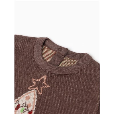 Джемпер вязаный «Крошка Я. Новогодние игрушки», рост 86-92 см, коричневый