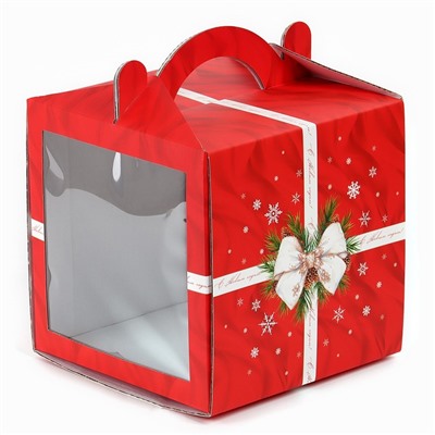 Коробка кондитерская с окном, сундук, «С Новым годом!», 20×20×20 см,