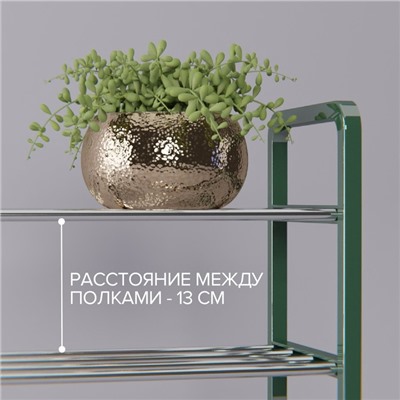 Полка для обуви Доляна, 4 яруса, 50×19×59 см, зелёная