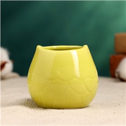 Декоративный горшок для цветов «Сова Гриня», керамический, 150 мл, 5×6 см, жёлтый