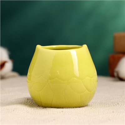 Декоративный горшок для цветов «Сова Гриня», керамический, 150 мл, 5×6 см, жёлтый