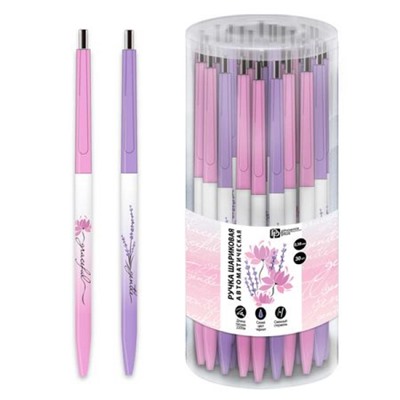 Ручка автоматическая шариковая 0.38 мм ЦВЕТЫ синяя 69552 Феникс