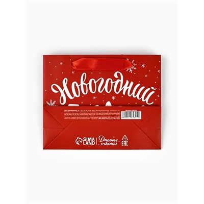 Пакет подарочный новогодний ламинированный «Новогодний подарок», S 5.5 см × 15 см × 12 см