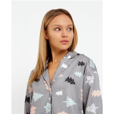 Пижама (рубашка, брюки) женская KAFTAN «Елки», размер 40-42